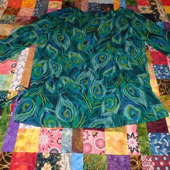 JONES NEW YORK STUNNING L/S KNITTED NECK & SLEEVE BLOUSE~SZ MED - Picture 2 of 7